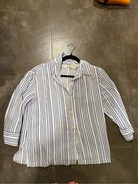 White Stag Blue and White Striped Casual Button-Down Shirt
